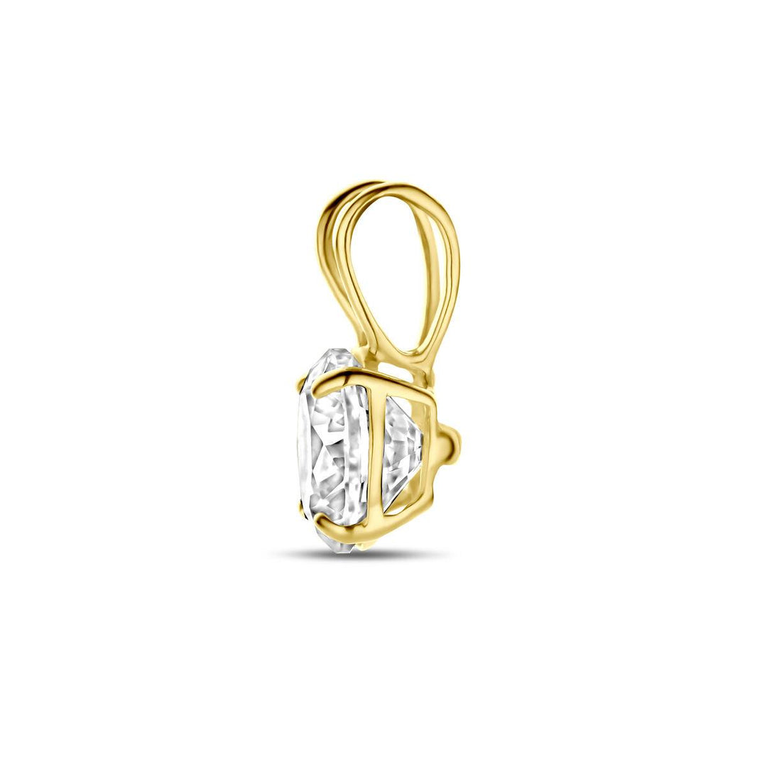 14 kt Geelgouden hanger met zirkonia. De hanger is onderdeel van een set.
