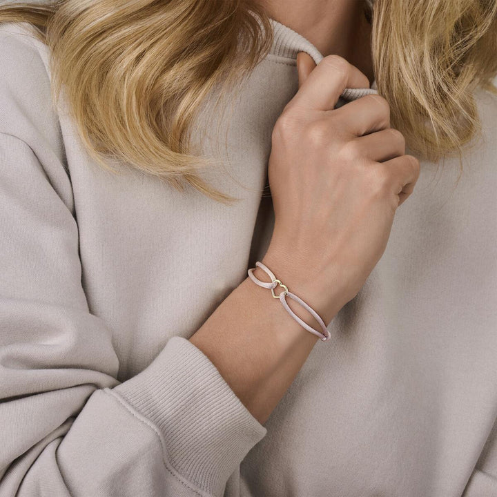 14 kt armband satijn zacht roze hart 13 - 26 cm