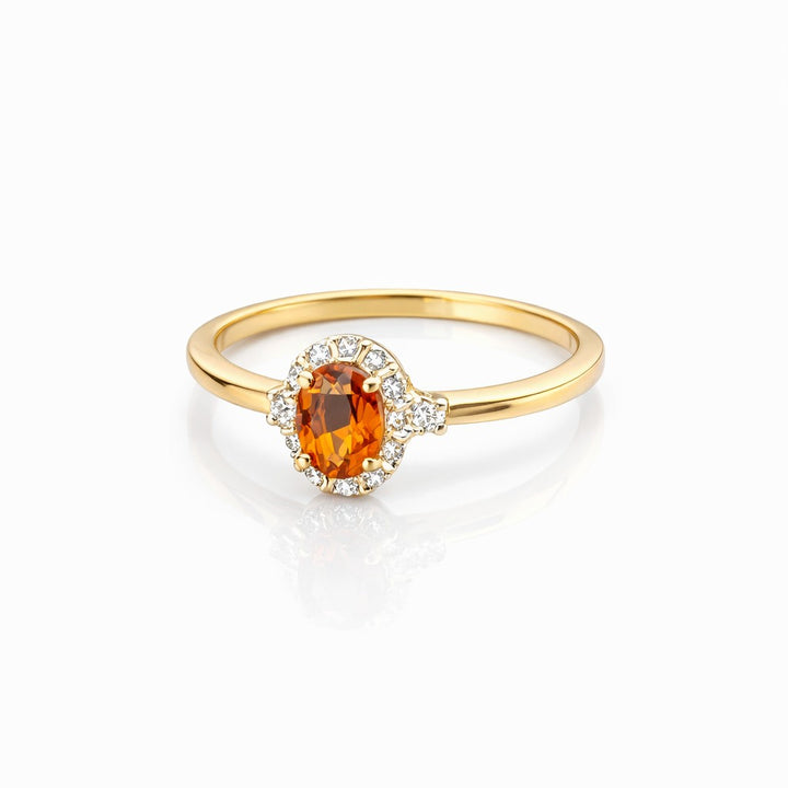 14k Geelgouden Ring met Madeira Citrien 2.10 ct en Diamant 0.09 ct G SI