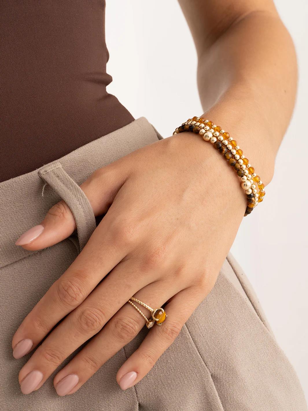 Bracelet | Tiger Eye Bold Mix - Gold BLK01G-G09
