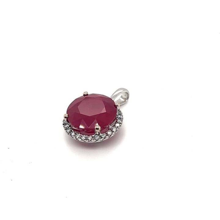 18 Karaat Witgouden Hanger met Robijn en Diamant 0,27 ct