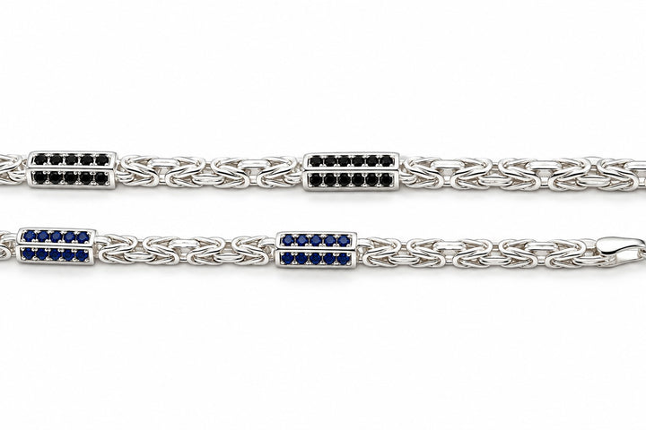 Zilveren Koningsschakel Armband 3 mm met Blauwe Zirkonia – 20 cm