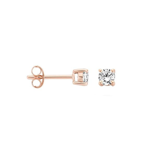 14 kt rose oorknoppen zirkonia