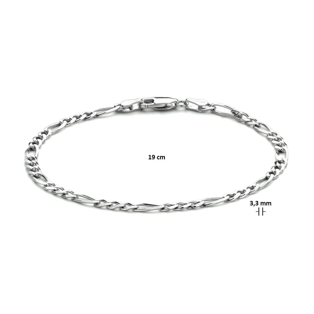 Zilveren armband figaro 3.3mm 19 cm