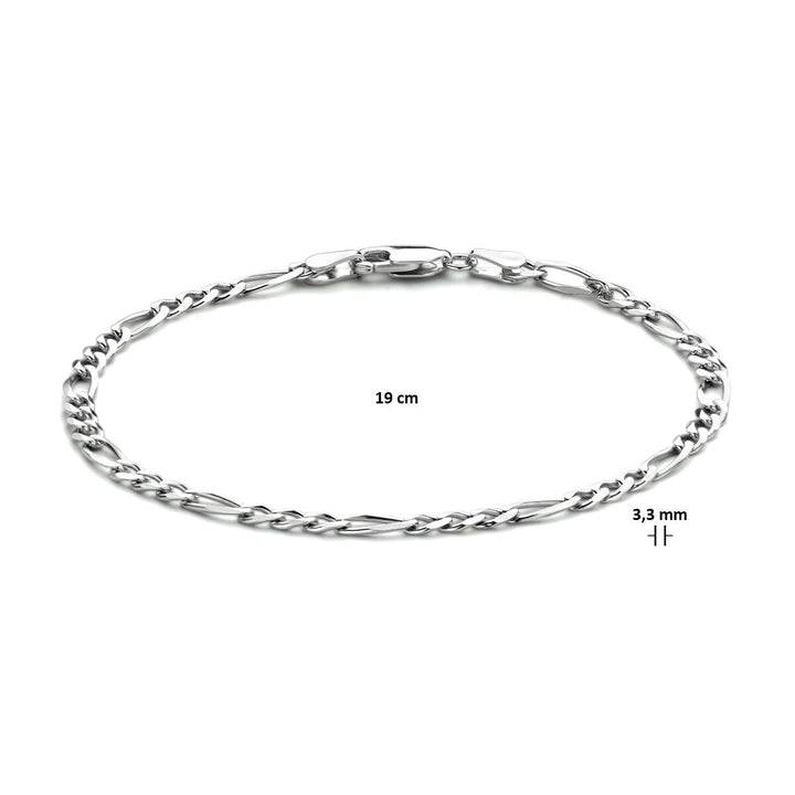Zilveren armband figaro 3.3mm 19 cm