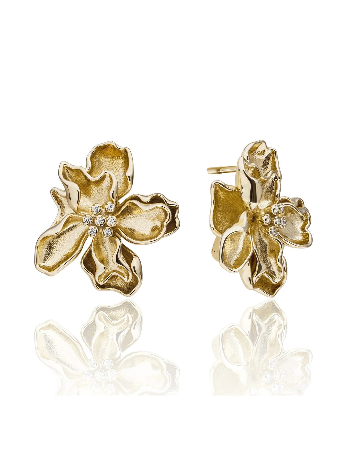 Sparkling Jewels Botanic Push Back Oorbellen Zirconia Gold Plated – EAG46