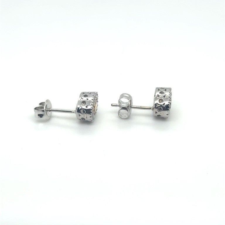 14 kt Witgouden Oorstekers met Citrien en Diamant