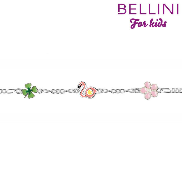 zilveren armband roze mbloem en klavertje 4  573.065