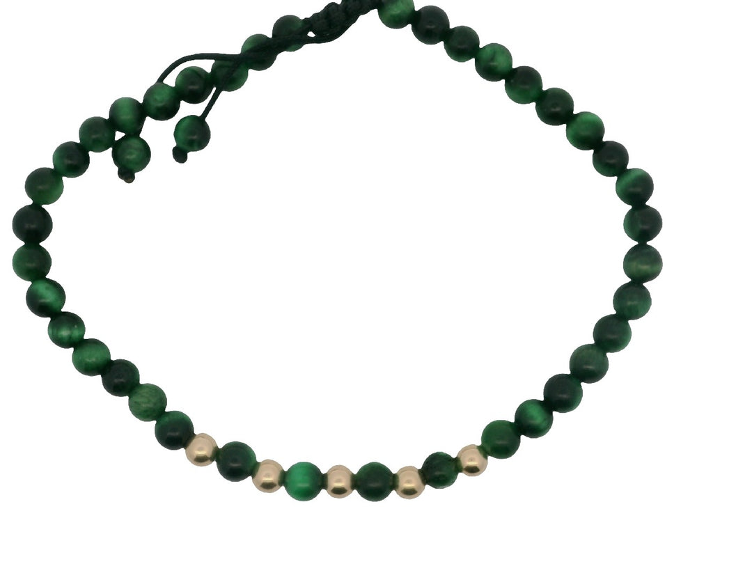 Herenarmband met Tijgeroog en Goudkleurige Beads