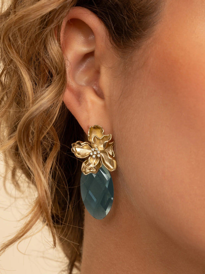 Sparkling Jewels Earstones Edelstenen Leaf Turquoise Quartz – EAGEM70-FCLF-S