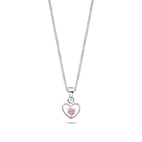 zilveren collier met hanger hart steen 574.067
