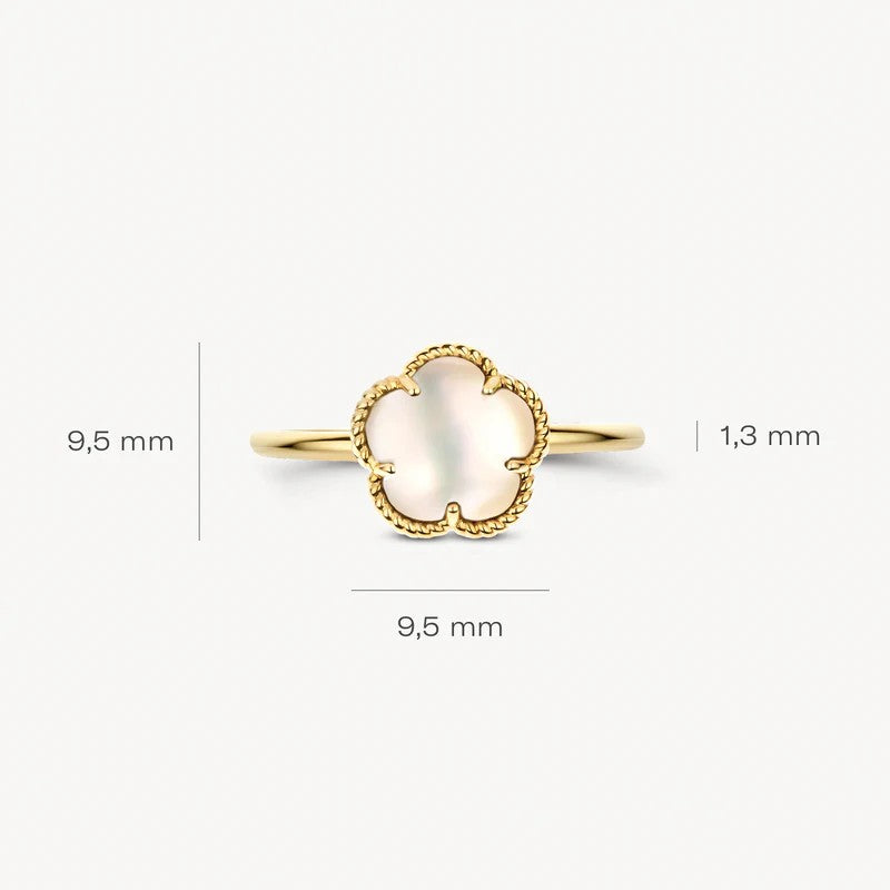 Blush 14k Geelgouden Ring met Parelmoer Bloem – 1281YMQ/54