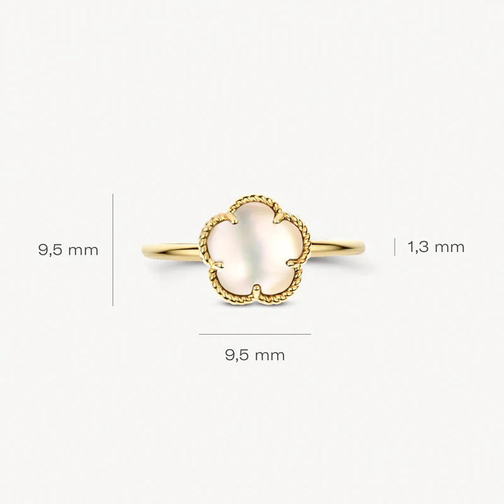 Blush 14k Geelgouden Ring met Parelmoer Bloem – 1281YMQ/54