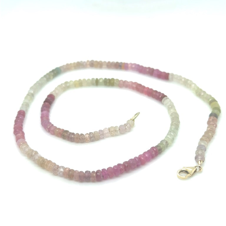 14 kt Geelgouden Collier met Multicolor Saffieren – 45 cm