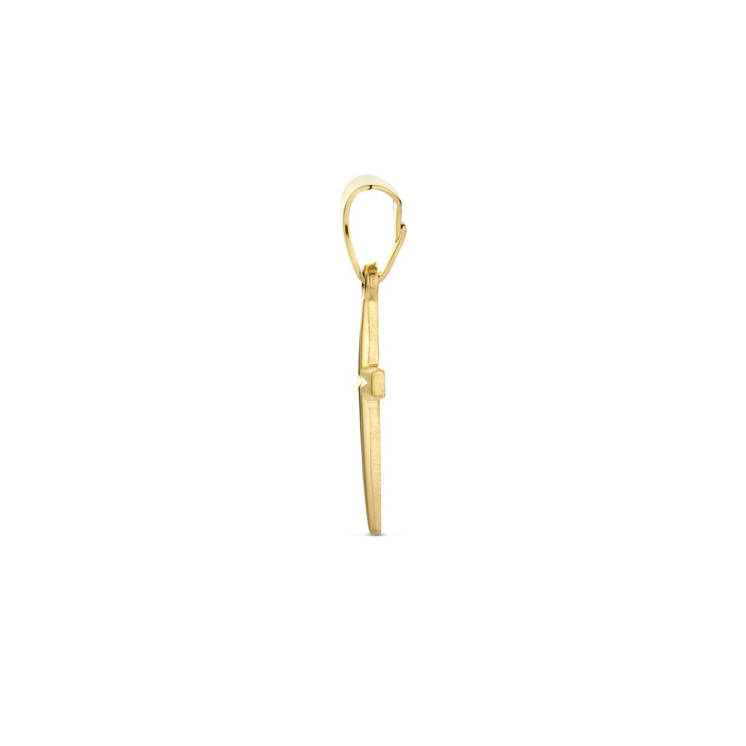 14 kt gouden kruis hanger met V-oog