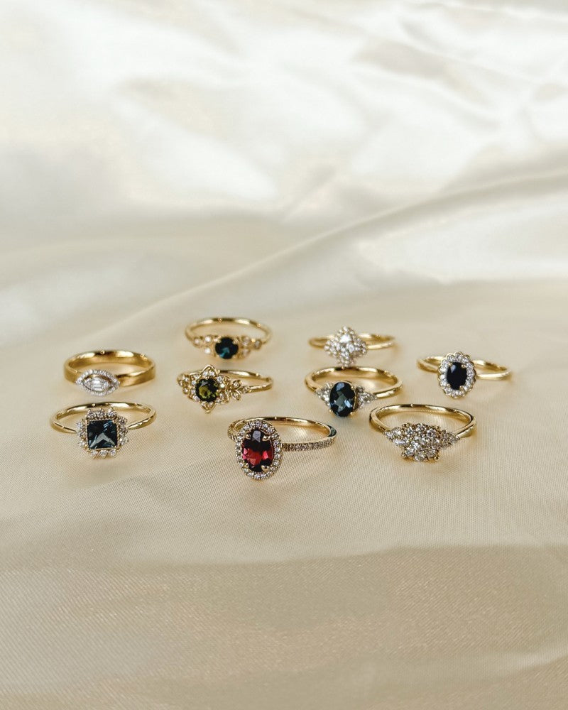 14 karaats geelgouden ring met groene toermalijn en diamant 0.12 ct RG138387