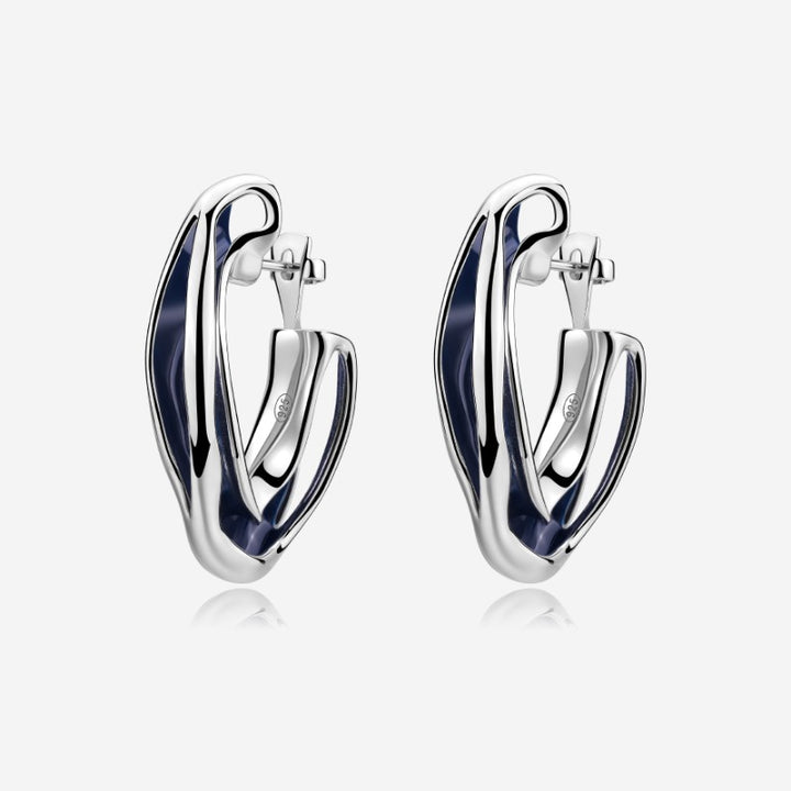 Pianegonda Amatum Hoop Earrings – 925 Sterling Zilver met Blauw Emaille PAME01