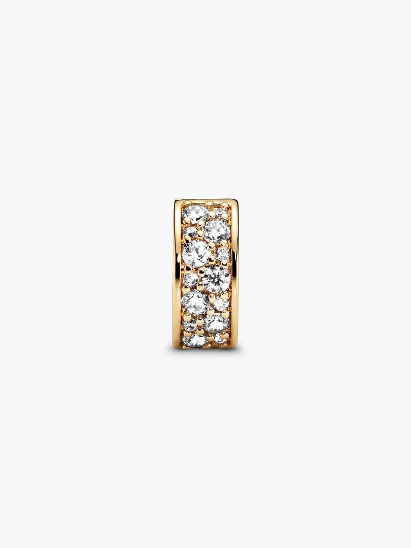 Pandora Moments 768658C01 gold plated clip spacer met siliconen met transparante zirkonia