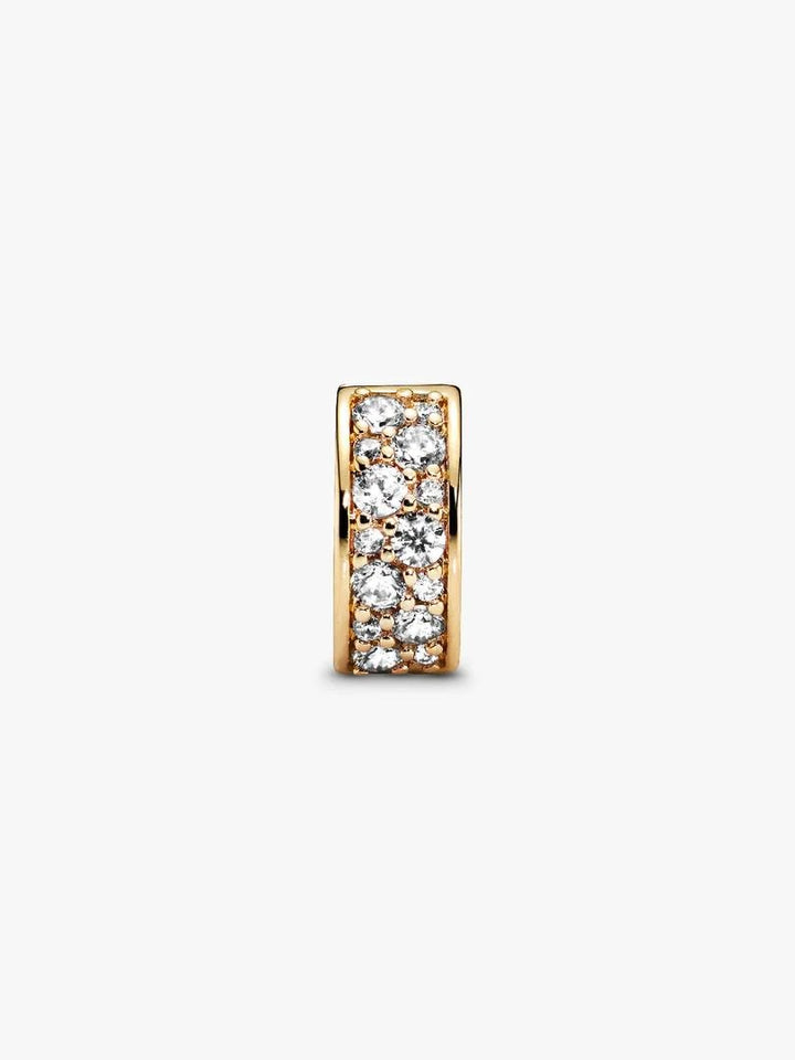 Pandora Moments 768658C01 gold plated clip spacer met siliconen met transparante zirkonia