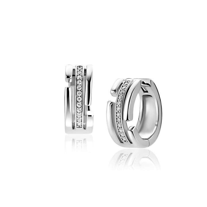 ZINZI zilveren multi-look oorringen 3 banen met witte zirkonia’s ZIO2730