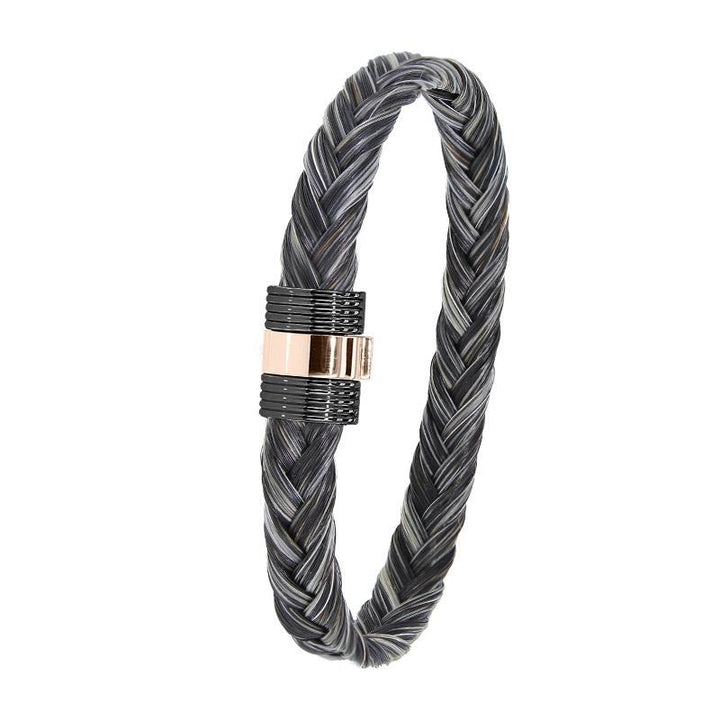 Albanu Armband grijs paardenhaar staal/roségoud 607N CH GC OR