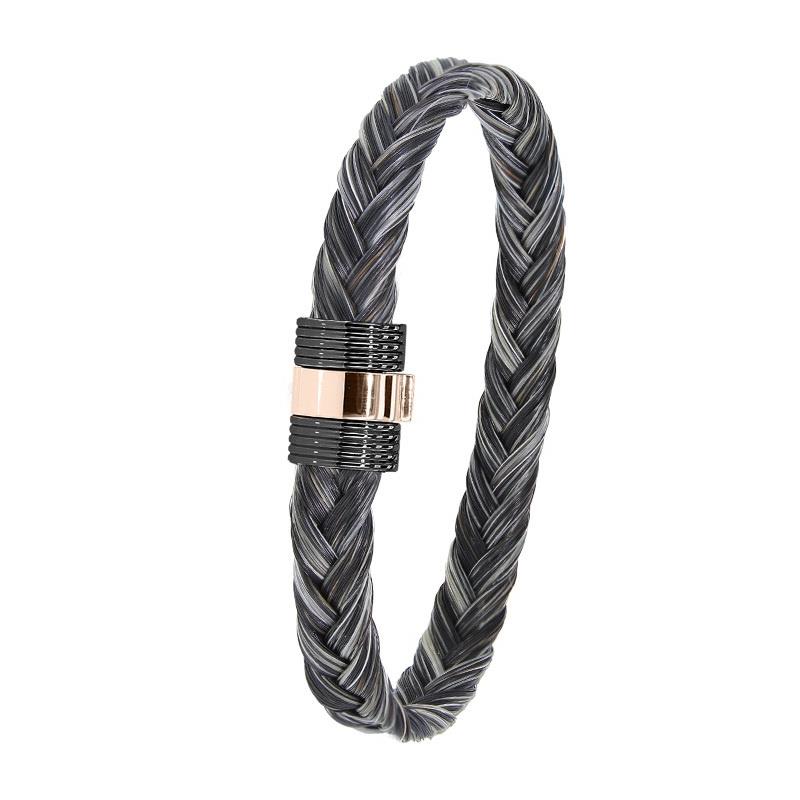 Albanu Armband grijs paardenhaar staal/roségoud 607N CH GC OR