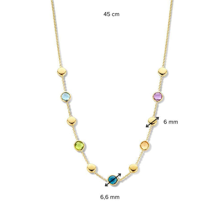 14 kt Geelgouden collier met kleurstenen CW137405