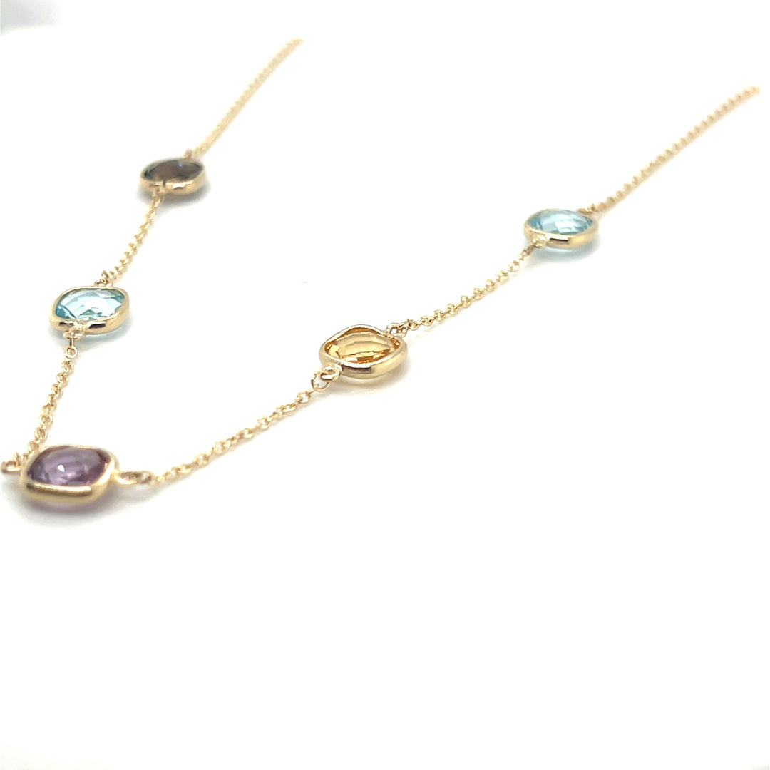 14 kt collier diverse edelstenen 42-45cm multicolor