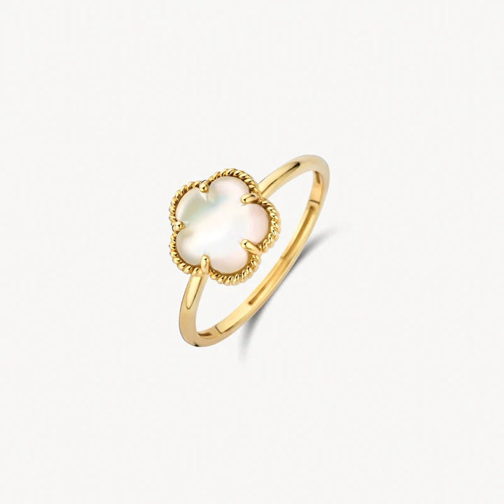 Blush 14k Geelgouden Ring met Parelmoer Bloem – 1281YMQ/54