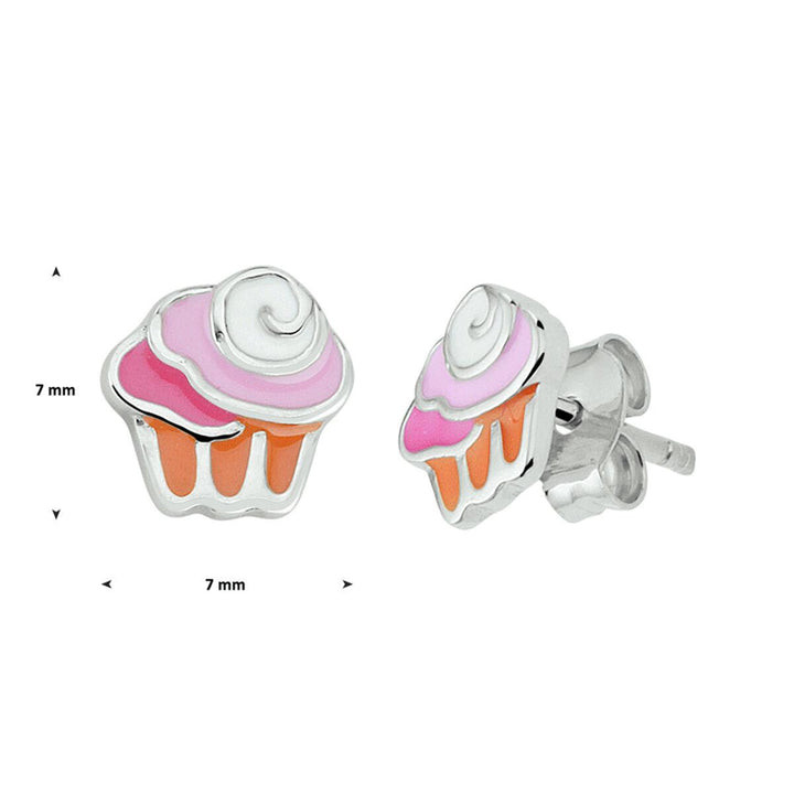 zilveren oorknoppen cupcake
