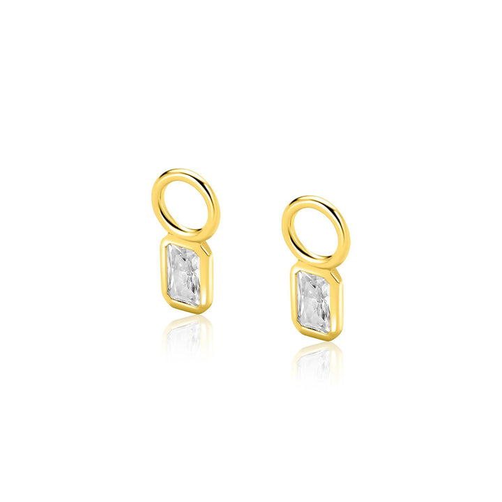 ZINZI goldplated oorbedels met baguette zirkonia – ZICH2826