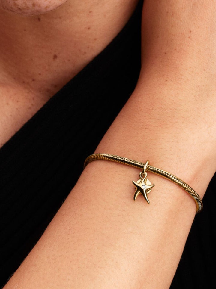 Pandora Moments 763892C01 – goudkleurige hangende bedel met zeester en rondje