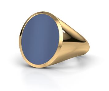 14 kt Geelgouden Zegelring met Blauwe Lagensteen – 12 × 15 mm