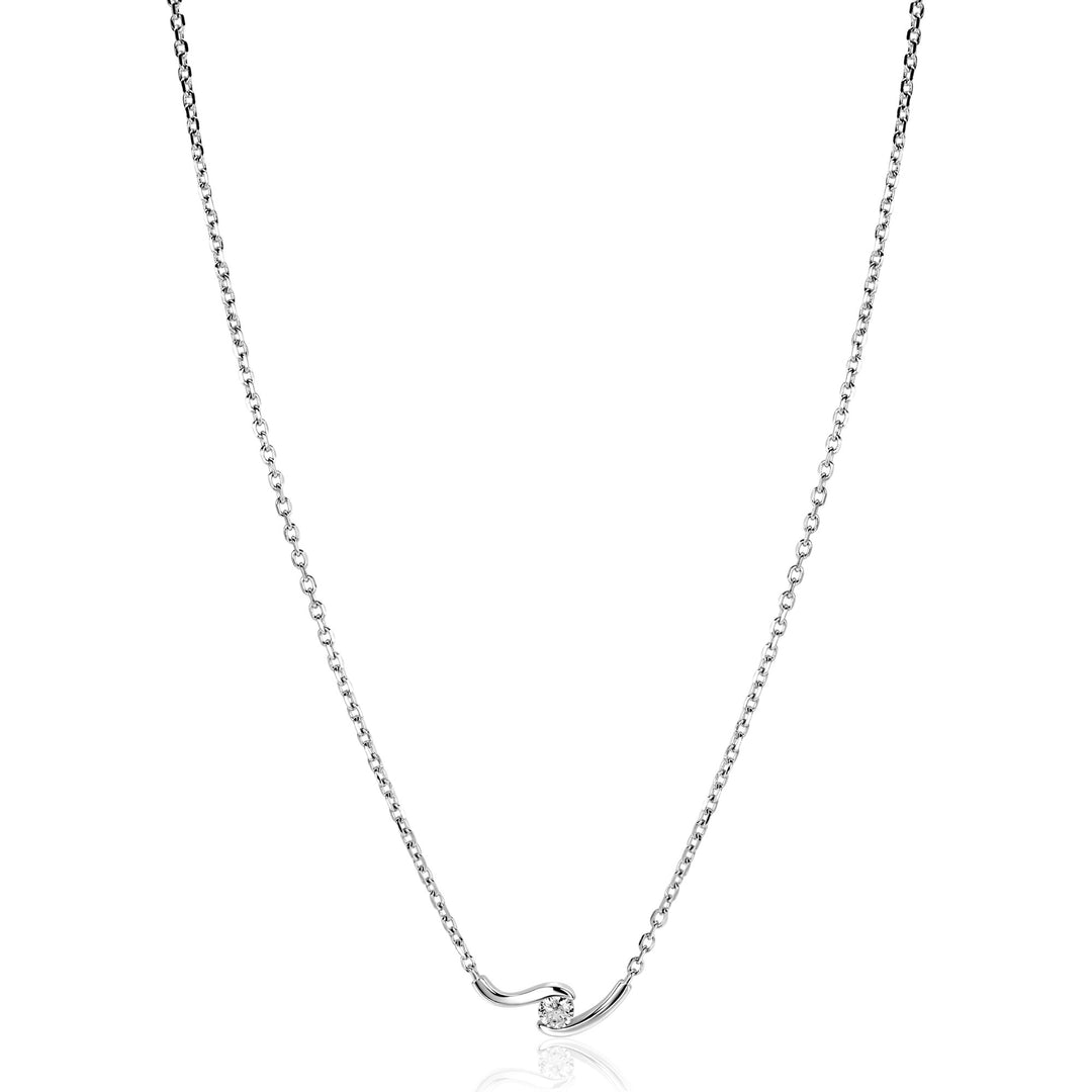 ZINZI Zilveren Ketting met Ronde Witte Zirkonia 42-45 cm ZIC2766