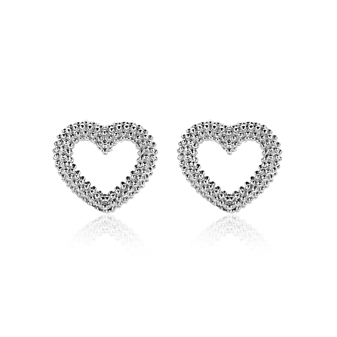 ZINZI zilveren oorstekers met bewerkt open hartje 10mm ZIO2703