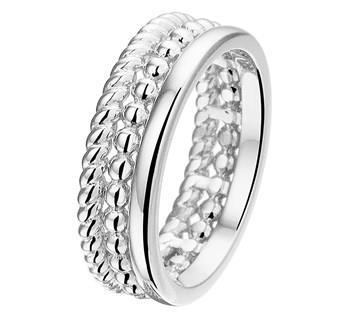 Zilveren ring fantasie 3rij-ig