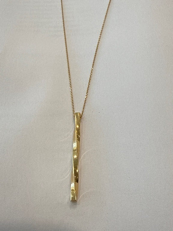 14 Karaat Geelgouden Getordeerde Hanger met Collier 70 cm