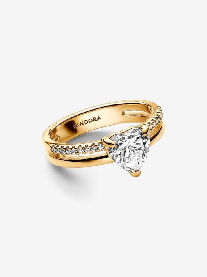 Pandora Ring met dubbele band en hart 163100C01-54