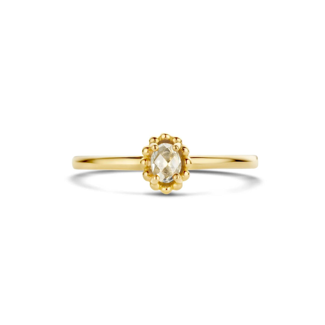 Ring 1227YWT - 14k Geelgoud met witte topas