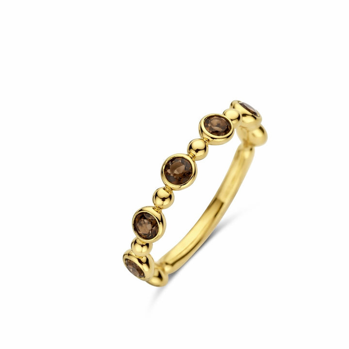18 kt Geel gouden Eolo ring gezet met rookkwarts  066593K