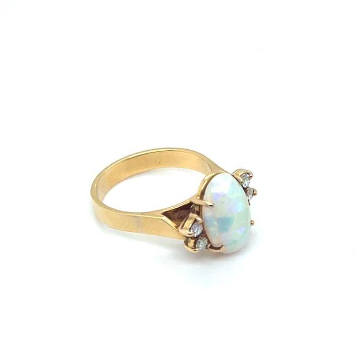 18 Karaat Geelgouden Entourage Ring met Opaal en Diamant