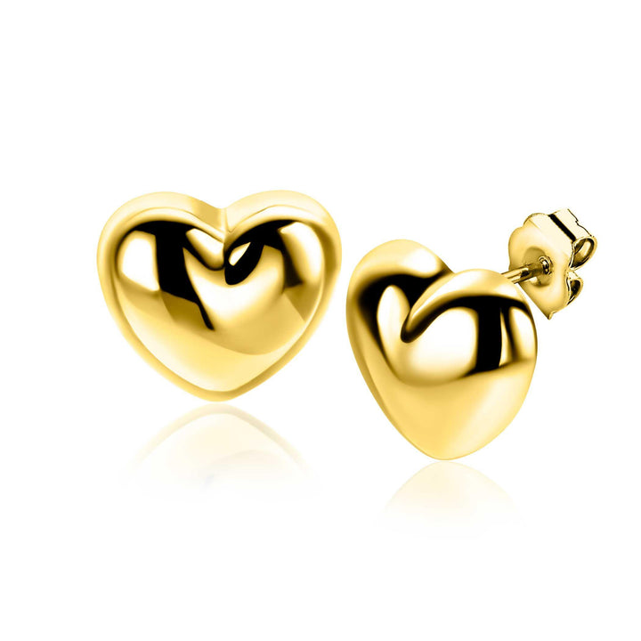 ZINZI gold plated zilveren oorstekers in bolle hart vorm ZIO2672G