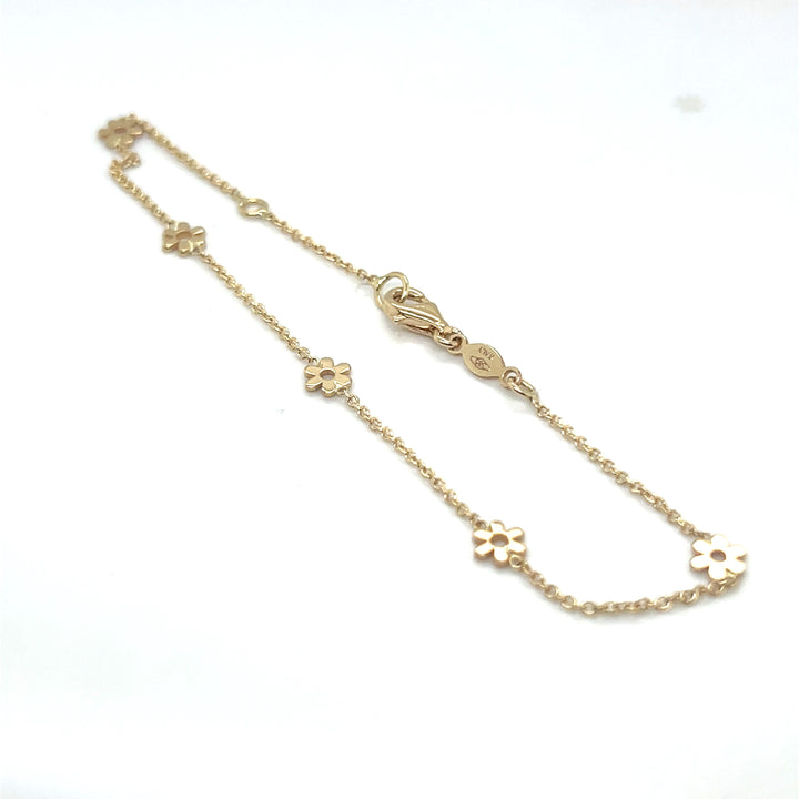 14 kt armband 5 x bloem 5mm 17-19 cm geel