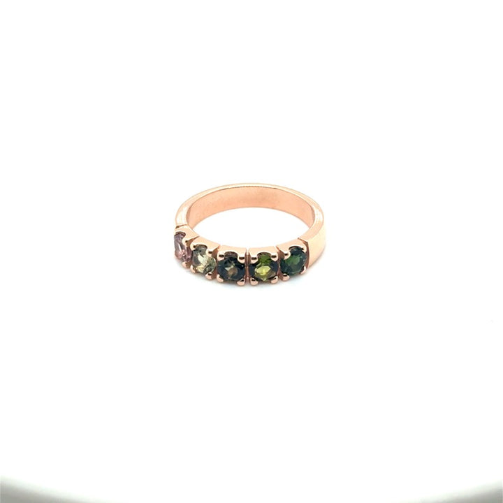 14 karaats Memoire Ring Tourmalijn 5-Steens Rainbow