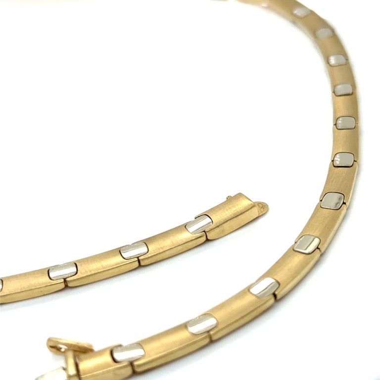 14 kt choker collier blokjes 42 cm