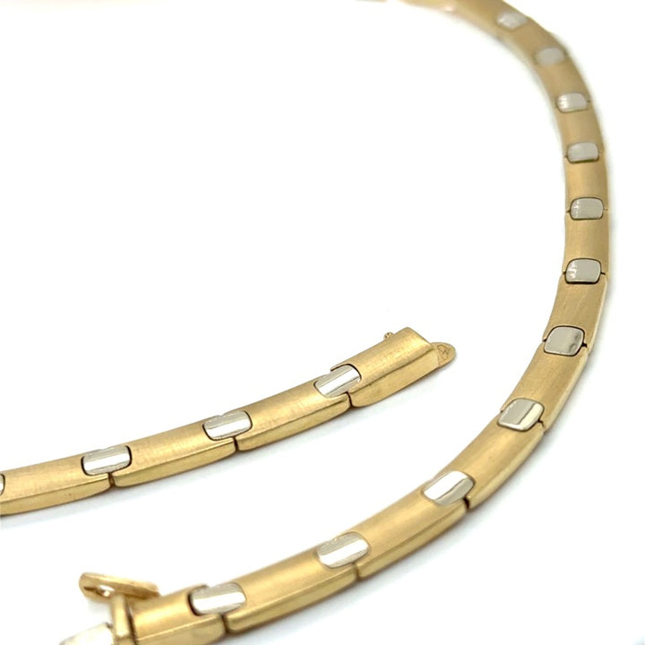14 kt choker collier blokjes 42 cm