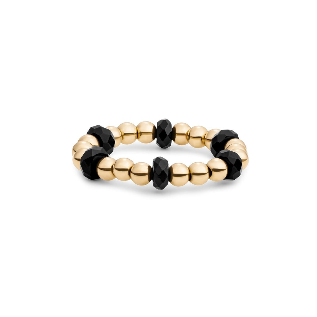 Sparkling Jewels Kralen ring Facet Roundel Onyx goudkleurig – SRI-G-RDL-G07