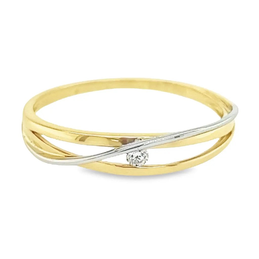 14 Karaat Bicolor Gouden Ring met 0,035 ct Diamant GRE1551