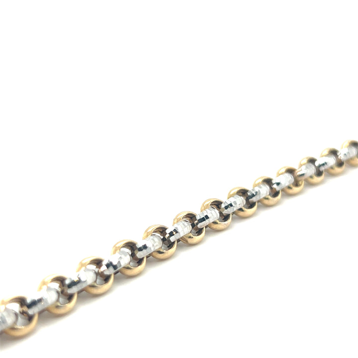 14 Karaat Bicolor Gouden Armband – Jasseron Geslepen Applique Facet 20 cm x 6,5 mm