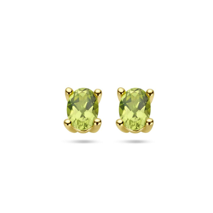 14 kt oorknoppen chatonzetting Peridot